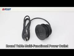 Round desk power outlet UL certified alloy faceplate 2 outlets 20W charging black